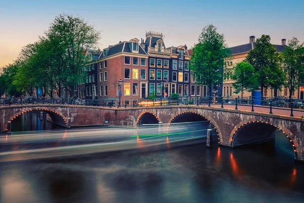 Amsterdam Stad Avond Nederland — Stockfoto