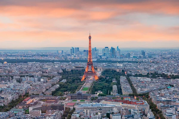 Torre Eiffel Noite Paris Pôr Sol — Fotografia de Stock