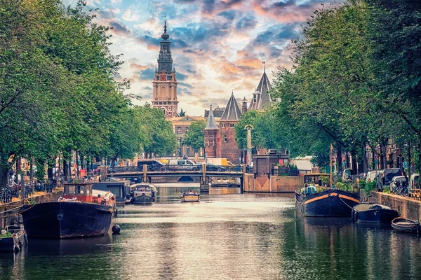 Amsterdam Stad Avond Nederland — Stockfoto