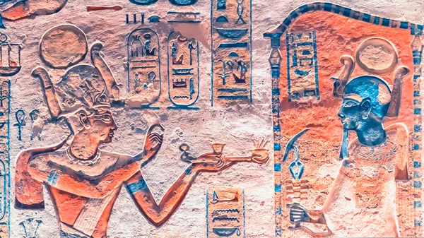Hieróglifos Egípcios Nos Túmulos Luxor Egito — Fotografia de Stock