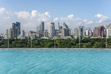Infinity pool on Bangkok city clipart