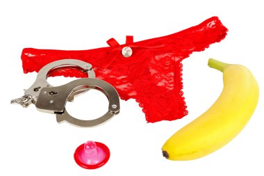 Handcuff, panties and banana