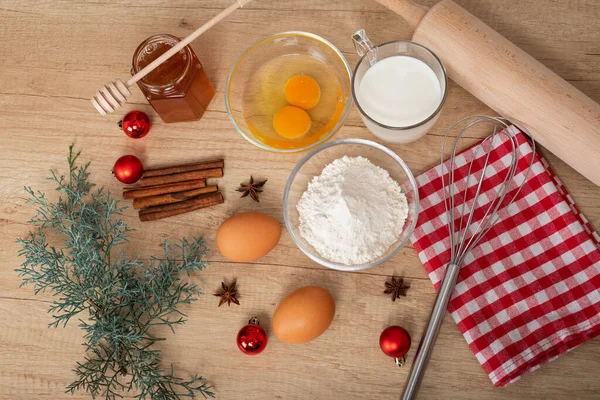 Pain Épice Fait Maison Ingrédients Sur Une Table Bois Tradition — Photo