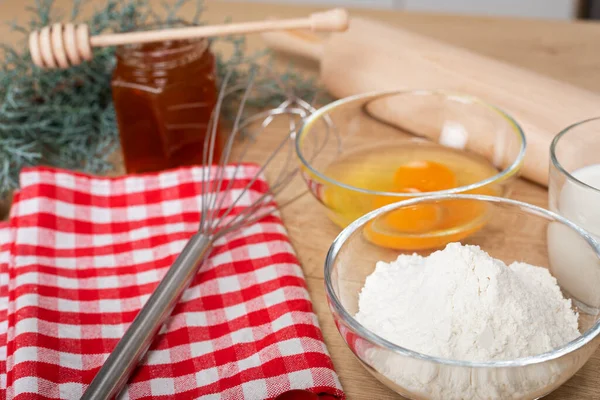 Pain Épice Fait Maison Ingrédients Sur Une Table Bois Tradition — Photo