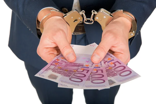 A handcuffed businessman — Stock Photo, Image