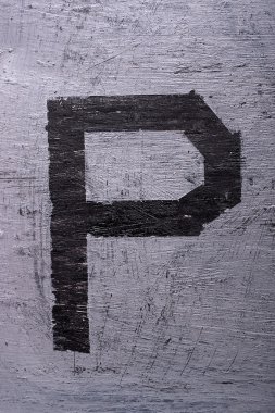 Siyah grunge alfabe. P harfi