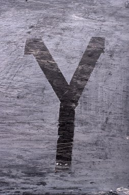 Siyah grunge alfabe. Y harfi