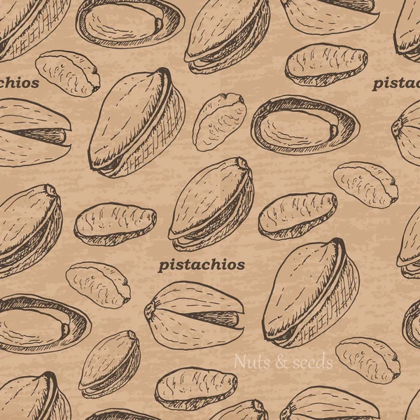 Naadloze patroon met pistachenoten op een vintage achtergrond — Stockvector