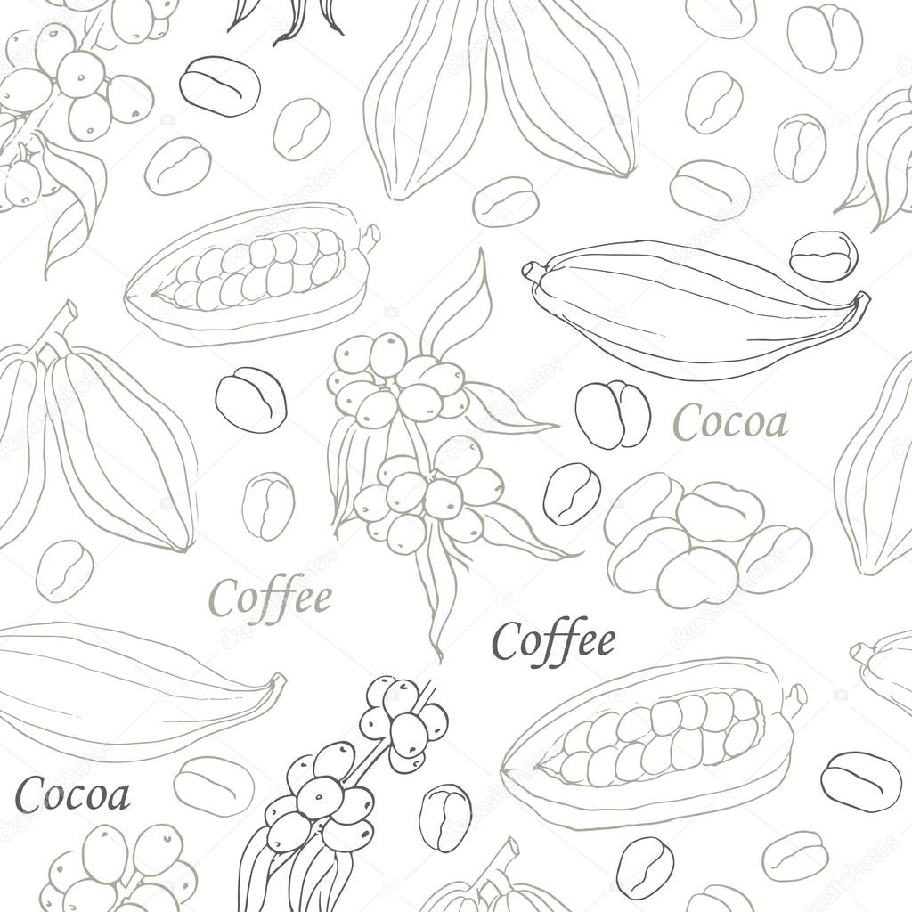 Seamless pattern with coffee and cocoa elements