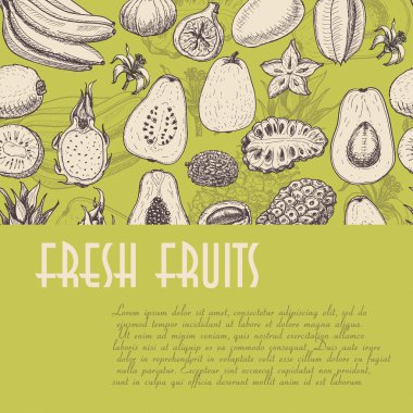 Restoran endüstrisi ve piyasalar için ideal olan sorunsuz arka plan ile meyve,