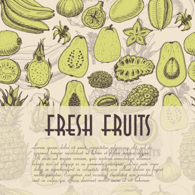 Restoran endüstrisi ve piyasalar için ideal olan sorunsuz arka plan ile meyve,