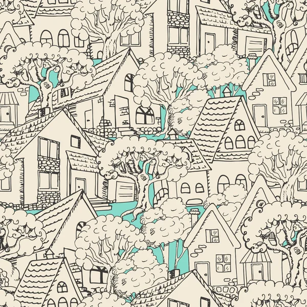 Seamless pattern with houses