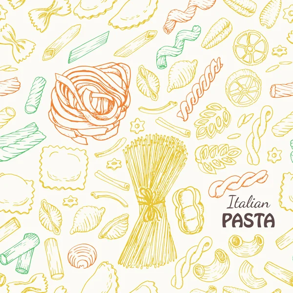 Patrón sin costuras con pasta italiana — Archivo Imágenes Vectoriales