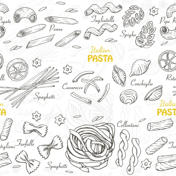 Modello senza cuciture con pasta italiana — Vettoriale Stock