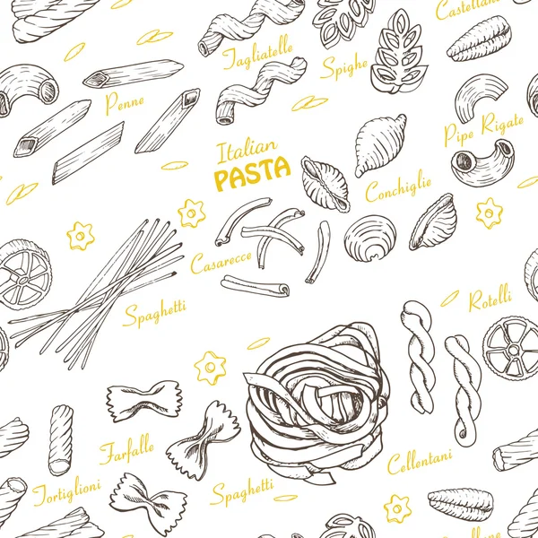 이탈리아 파스타와 완벽 한 패턴 — 스톡 벡터