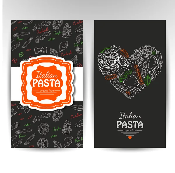 レストランのイタリアン パスタとベクトル名刺 — ストックベクタ
