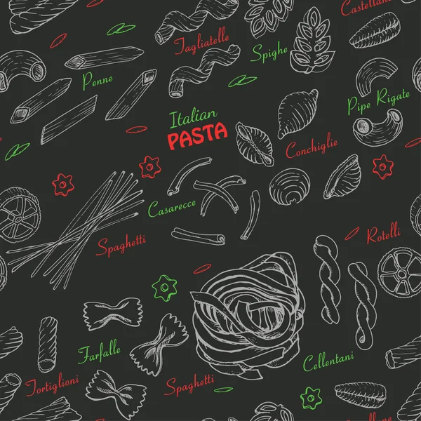 无缝模式与意大利面食 — 图库矢量图片