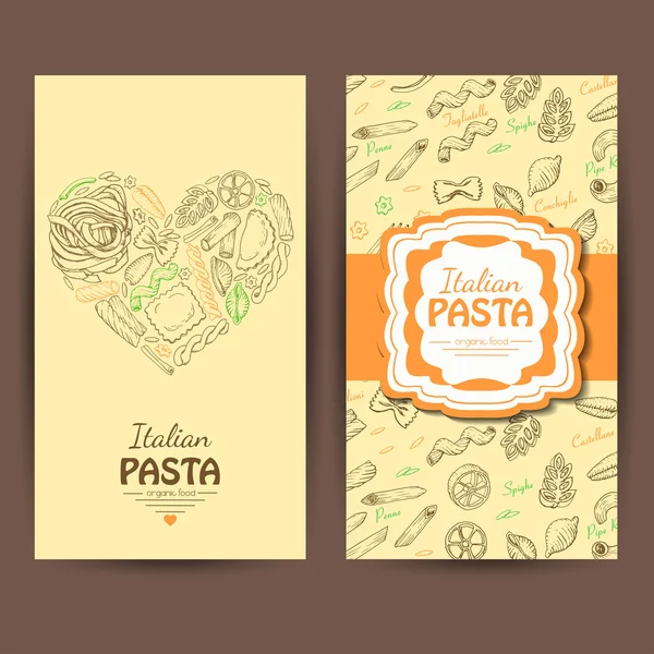 Vector visitekaartjes met Italiaanse pasta voor restaurants — Stockvector