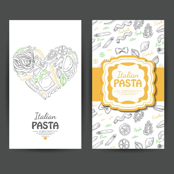 Vector visitekaartjes met Italiaanse pasta voor restaurants — Stockvector