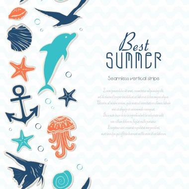 Deniz tema çıkartmaları ile dikey sorunsuz arka plan