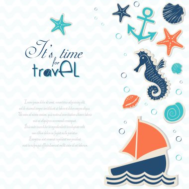 Vektör arka plan etiketleri Deniz tema ile