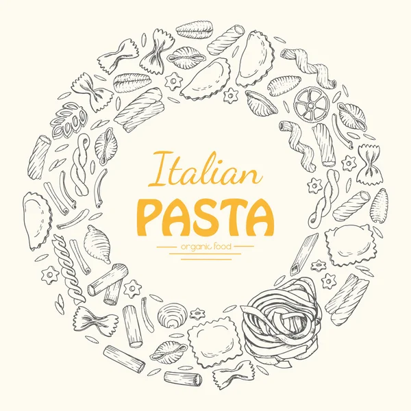 Telaio rotondo vettoriale di pasta italiana — Vettoriale Stock