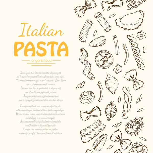 Patrón vertical sin costura con pasta italiana — Vector de stock