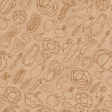 Bej renkli arka plan üzerinde sebze ile Seamless Modeli