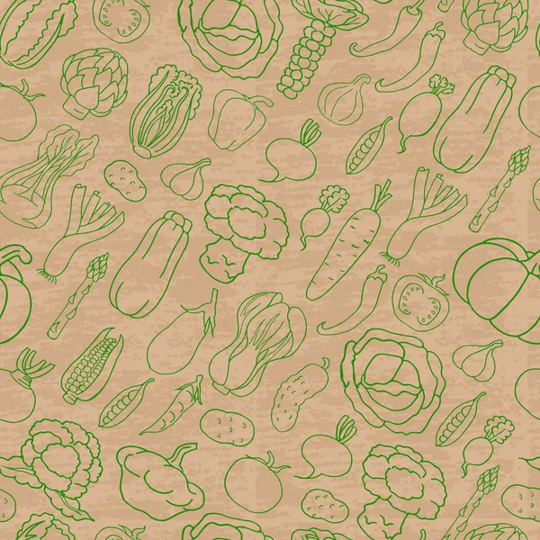 无缝模式与蔬菜上米色背景 — 图库矢量图片