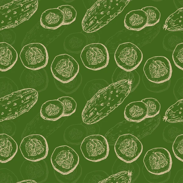 Naadloze patroon met komkommer — Stockvector