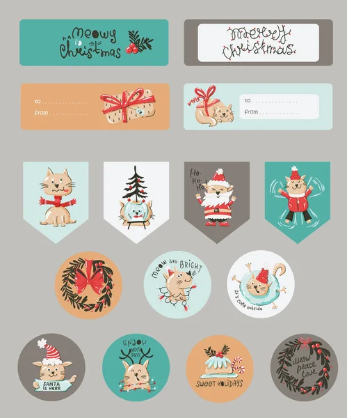 Noel notları, çıkartmalar, etiketler, pullar, kış yılbaşı resimli etiketler. Yazdırılabilir kart şablonları.