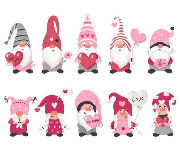 Valentines day gnome collection — Stock Vector