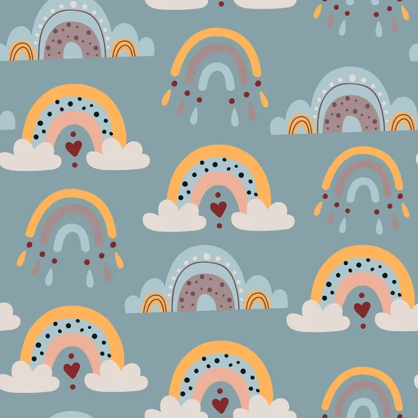 Seamless pattern with baby rainbows. Pattern for bedroom, wallpaper, kids and baby wear.
