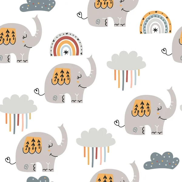 Baby nahtlose Muster mit niedlichen Elefanten — Stockvektor