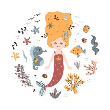Şirin deniz kızı portresi.