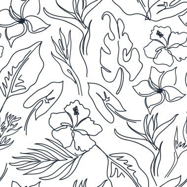 Canavar yapraklarıyla çağdaş, pürüzsüz desen.