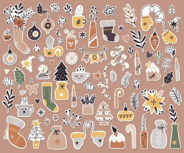 Büyük bir Noel çıkartması seti