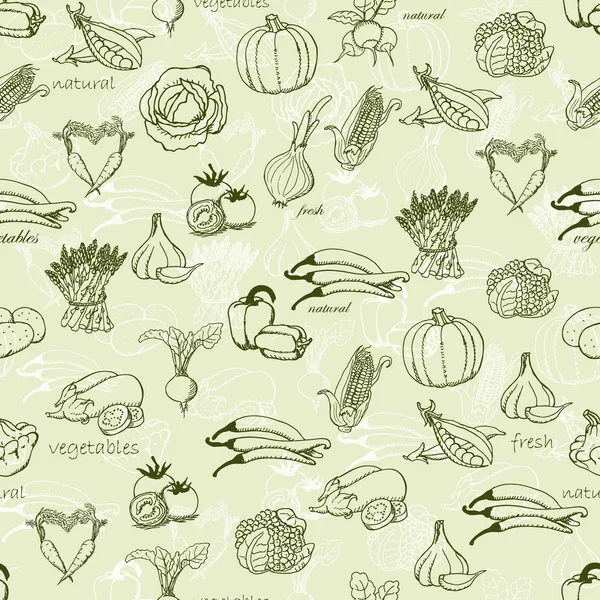 Modèle de cuisine sans couture avec une variété de légumes. Illustration vectorielle — Image vectorielle