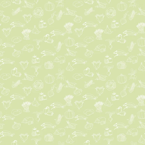 Китчен безшипный узор с белыми овощами на светло-зеленом фоне. Векторная иллюстрация — стоковый вектор