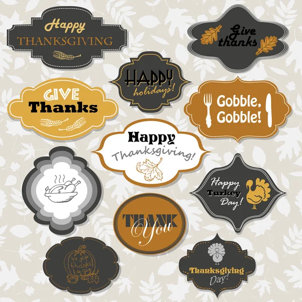 Set geïsoleerde Thanksgiving frames en labels — Stockvector