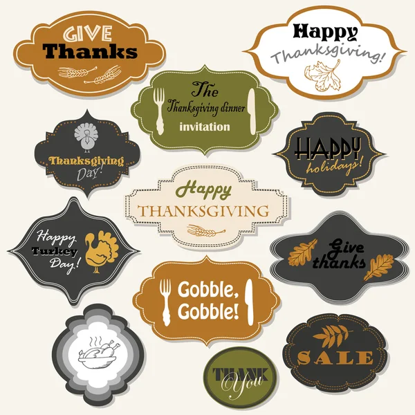12 ayrı Şükran Günü çerçevesi ve etiketi.