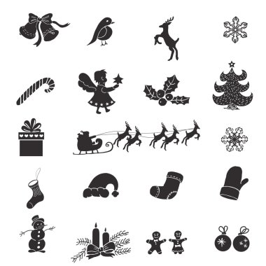 Beyaz bir arka plan üzerinde izole Noel simgeler