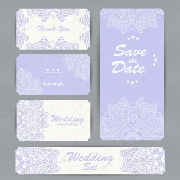 Invitation de mariage, carte de remerciement, enregistrer les cartes de date. Carte RSVP — Image vectorielle