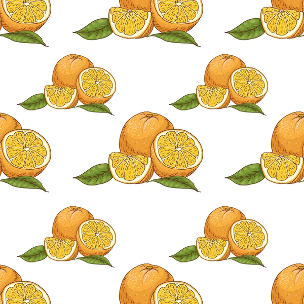 Seamless pattern with oranges — Stock Vector