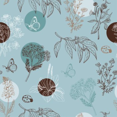 Seamless pattern with herbs clipart