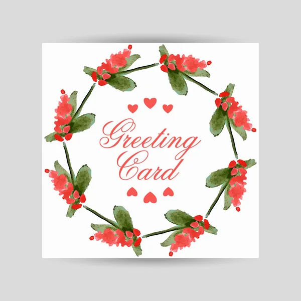 Greeting card with flowers in a circl — Stock Vector