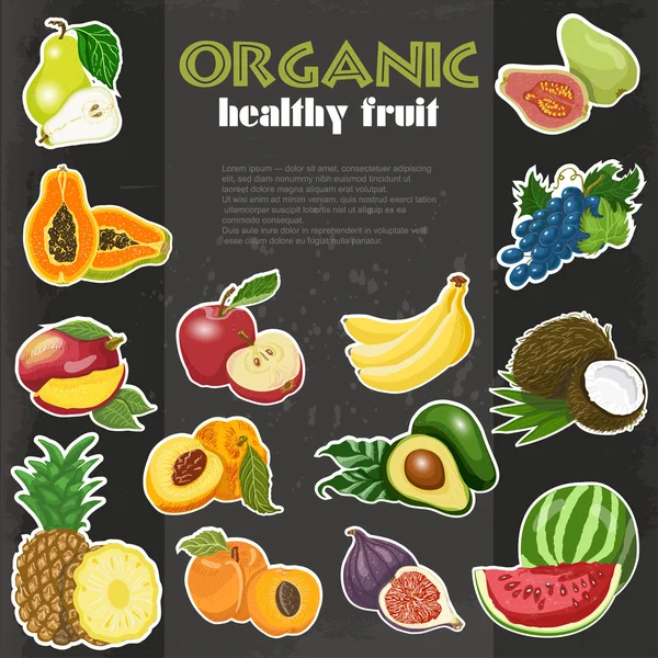 Biologische gezond fruit achtergrond — Stockvector