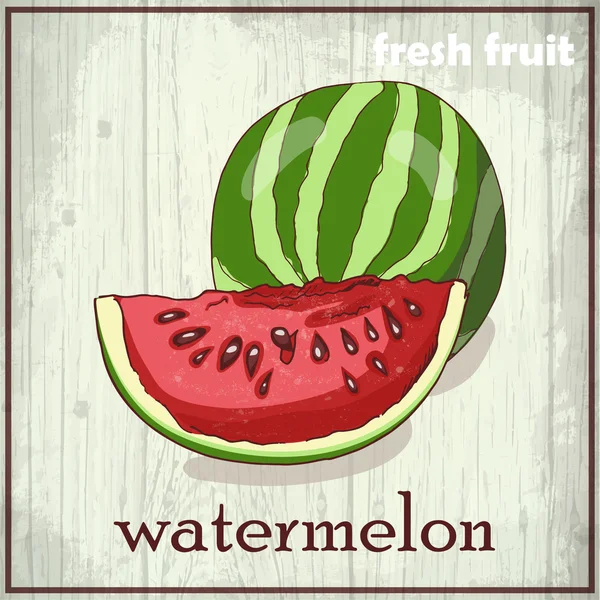 Handzeichnung Illustration der Wassermelone. Frischobst-Skizze Hintergrund — Stockvektor