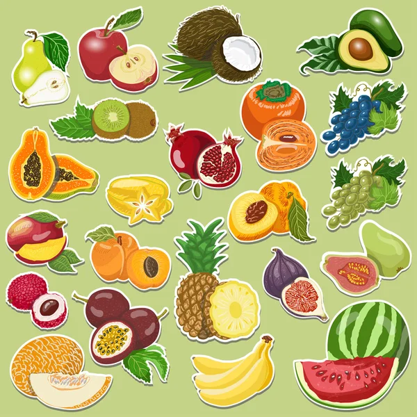 Fruits collection on tags — Stock Vector