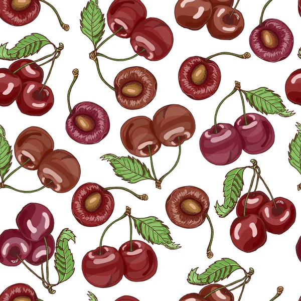 Modèle sans couture avec des cerises — Image vectorielle